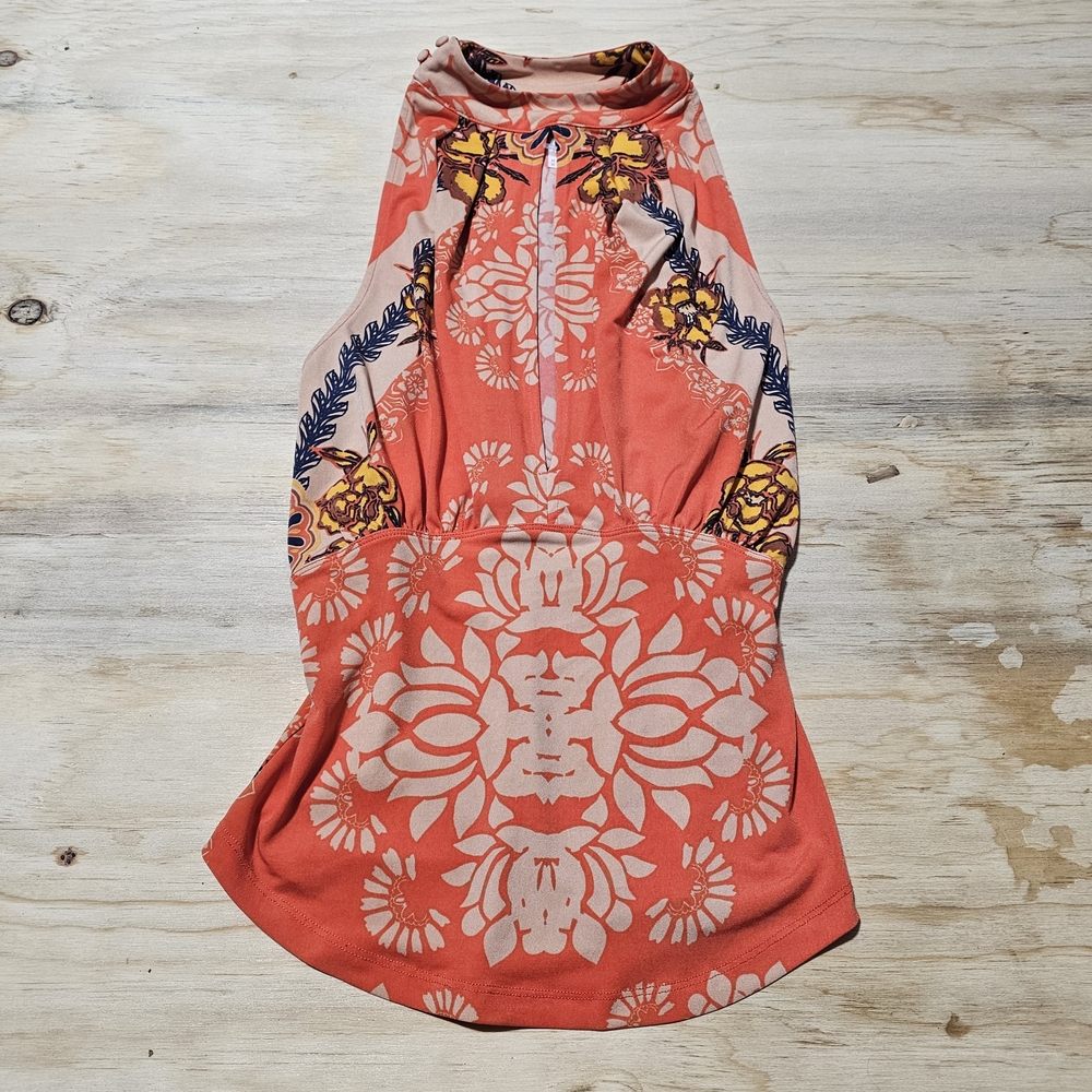 Free People Intimately Boho Handkerchief Hem Tank Top Tunic Floral Print Sz M